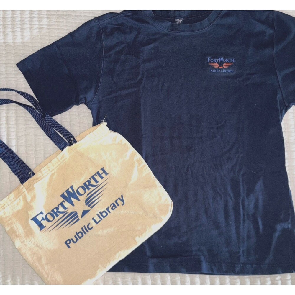 Vintage Fort Worth Library Advertisement/Promotional Bundle - Medium Shirt & Bag